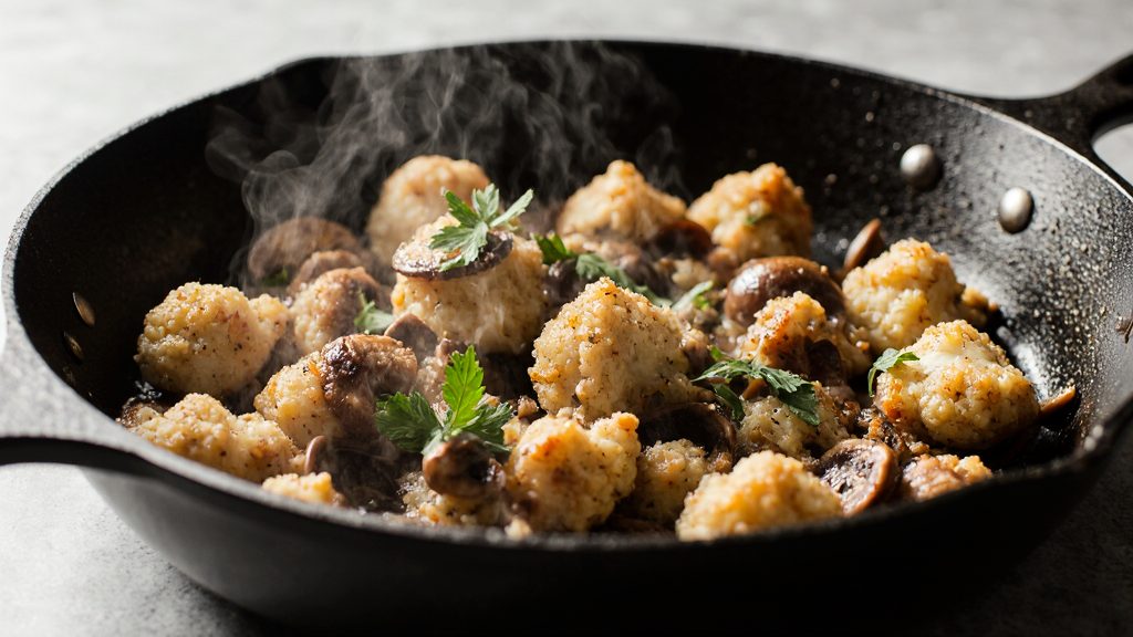 garlic cauliflower mashroom skillet