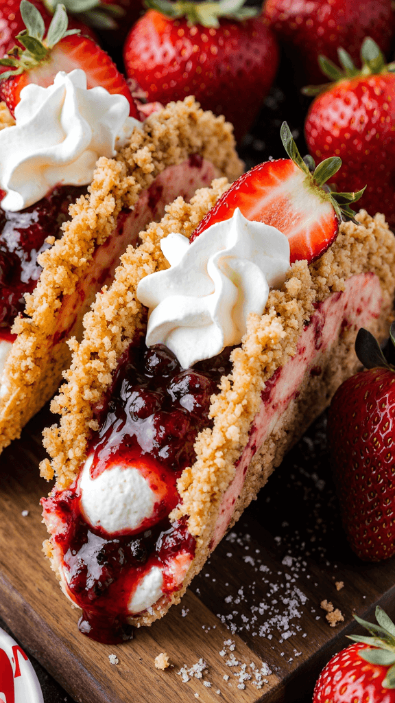 Strawberry Crunch Cheesecake Tacos