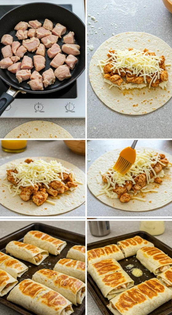 Cheesy Garlic Chicken Wraps 
