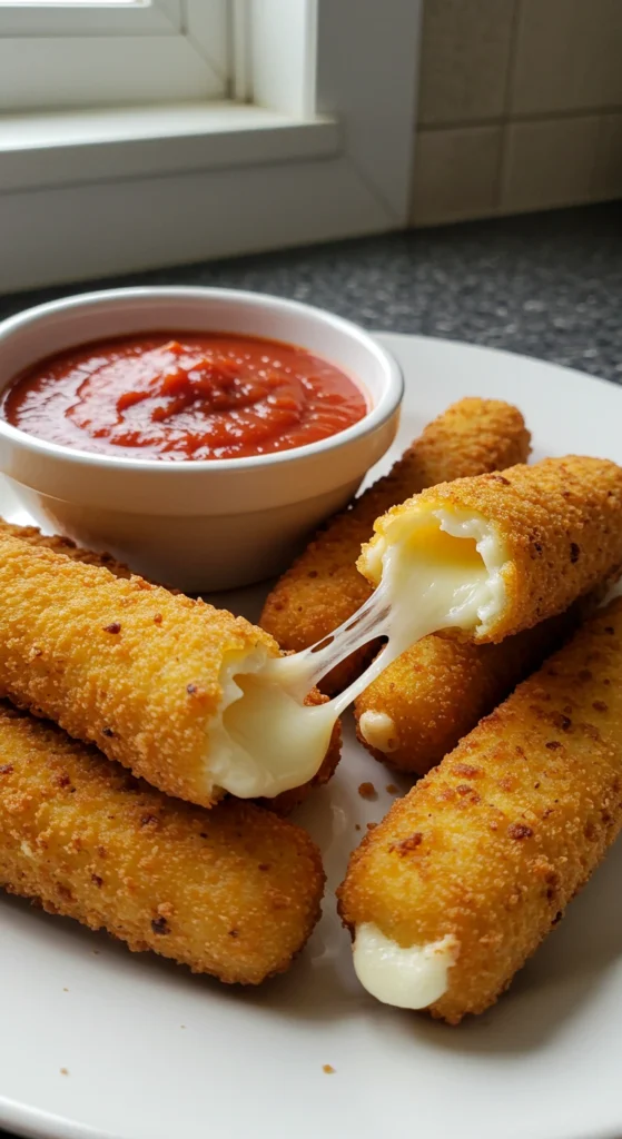 crispy homemade mozzarella sticks