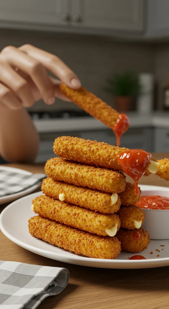 crispy homemade mozzarella sticks