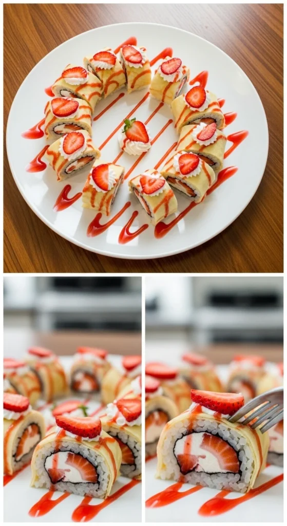 Cute Strawberry Shortcake Sushi Roll