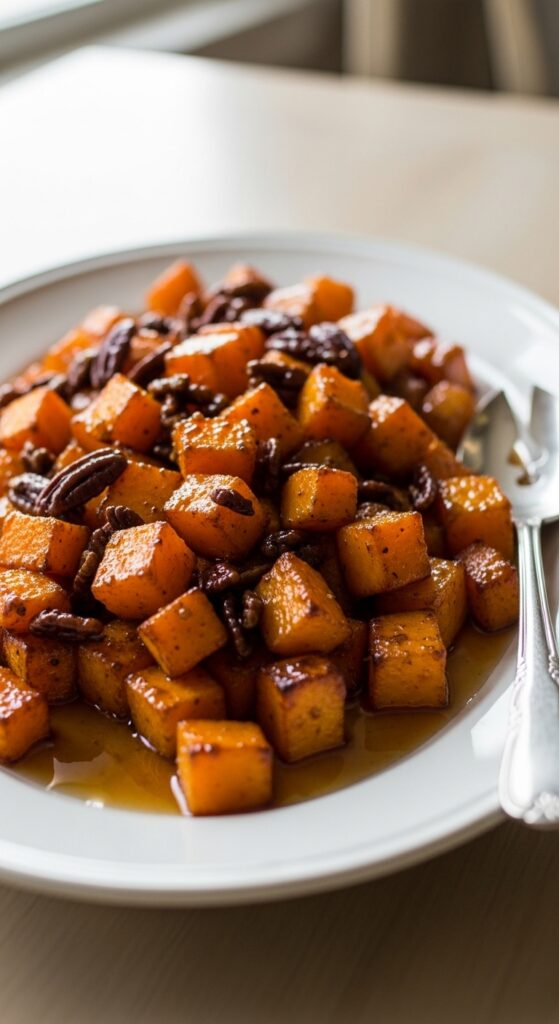 Maple Roasted Butternut Squash with Pecans