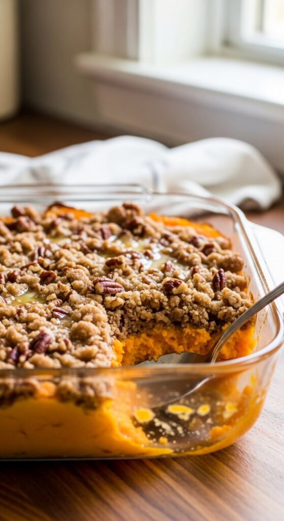 Sweet Potato Casserole with Pecan Streusel Topping